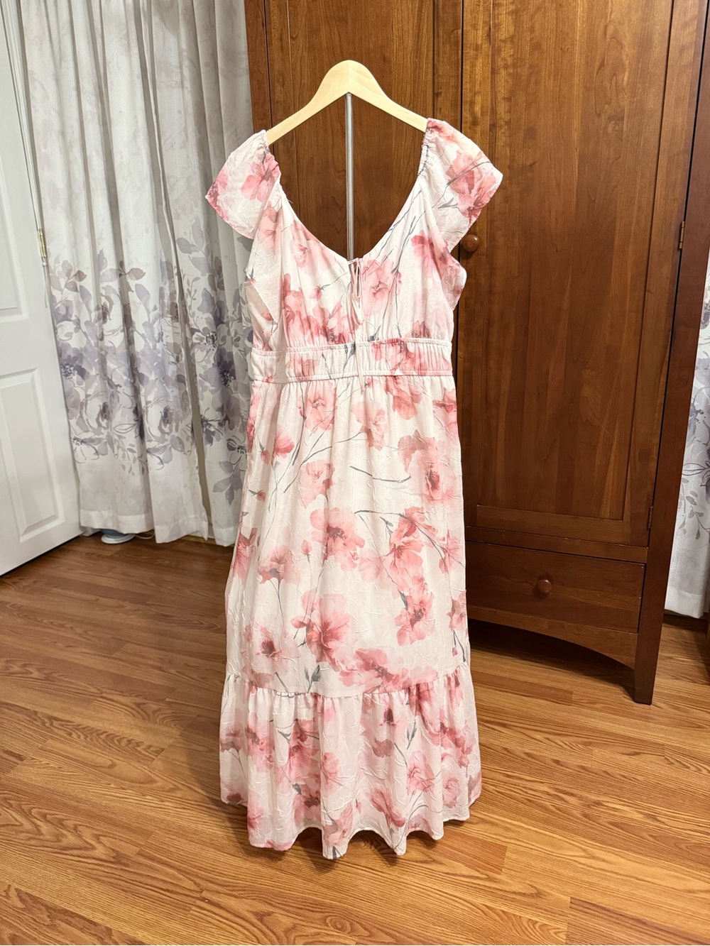 Joie Pink Floral Tiered V-Neck Casual Dress